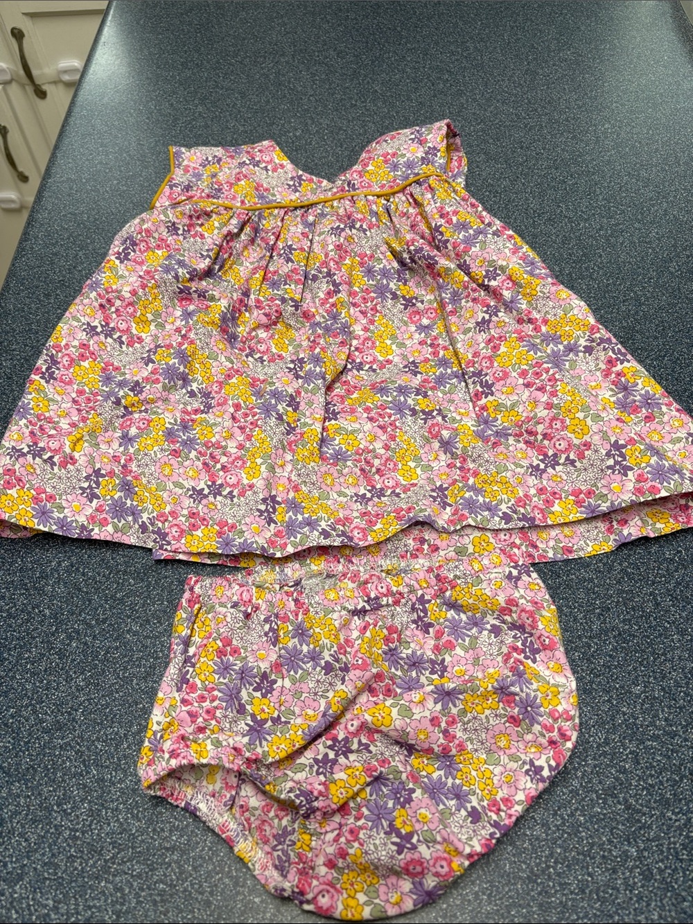 Girls Floral Sundress Set with Bloomers - Pink & Yellow